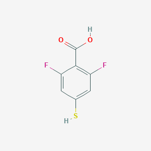 molecular formula C7H4F2O2S B13648136 2,6-Difluoro-4-sulfanylbenzoicacid 