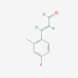 molecular formula C10H9FO B13648171 3-(4-Fluoro-2-methylphenyl)acrylaldehyde 