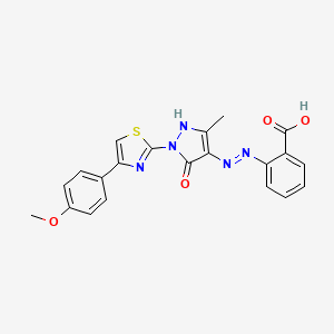molecular formula C21H17N5O4S B1364843 2-((2E)-2-{1-[4-(4-methoxyphenyl)-1,3-thiazol-2-yl]-3-methyl-5-oxo-1,5-dihydro-4H-pyrazol-4-ylidene}hydrazino)benzoic acid 