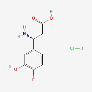 molecular formula C9H11ClFNO3 B13649370 (R)-3-Amino-3-(4-fluoro-3-hydroxyphenyl)propanoic acid hydrochloride 