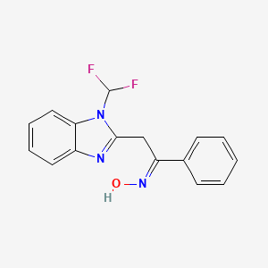 molecular formula C16H13F2N3O B13649391 (NE)-N-[2-[1-(difluoromethyl)benzimidazol-2-yl]-1-phenylethylidene]hydroxylamine 