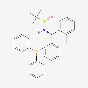 molecular formula C30H32NOPS B13649668 (R)-N-((R)-(2-(Diphenylphosphanyl)phenyl)(o-tolyl)methyl)-2-methylpropane-2-sulfinamide 