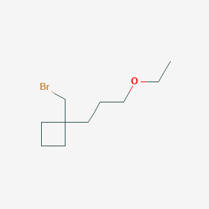 molecular formula C10H19BrO B13649715 1-(Bromomethyl)-1-(3-ethoxypropyl)cyclobutane 