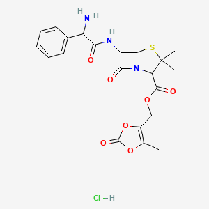 molecular formula C21H24ClN3O7S B13649748 (5-Methyl-2-oxo-1,3-dioxol-4-yl)methyl 6-[(2-amino-2-phenylacetyl)amino]-3,3-dimethyl-7-oxo-4-thia-1-azabicyclo[3.2.0]heptane-2-carboxylate;hydrochloride 