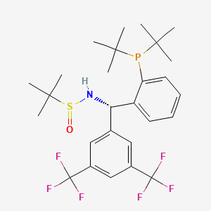 molecular formula C27H36F6NOPS B13649836 (R)-N-((S)-(3,5-Bis(trifluoromethyl)phenyl)(2-(di-tert-butylphosphanyl)phenyl)methyl)-2-methylpropane-2-sulfinamide 