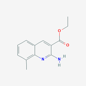 molecular formula C13H14N2O2 B13649857 Ethyl 2-amino-8-methylquinoline-3-carboxylate 