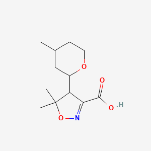 5,5-Dimethyl-4-(4-methyloxan-2-yl)-4,5-dihydro-1,2-oxazole-3-carboxylic acid