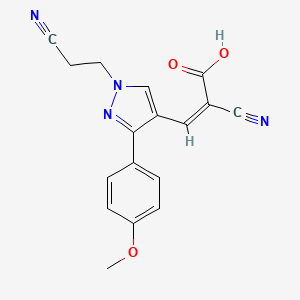 (2Z)-2-cyano-3-[1-(2-cyanoethyl)-3-(4-methoxyphenyl)-1H-pyrazol-4-yl]acrylic acid