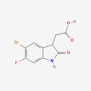 molecular formula C10H7BrFNO3 B13650371 2-(5-Bromo-6-fluoro-2-oxoindolin-3-yl)acetic acid 