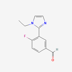 molecular formula C12H11FN2O B13650426 3-(1-Ethyl-1h-imidazol-2-yl)-4-fluorobenzaldehyde 