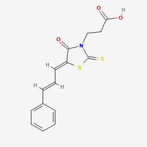 molecular formula C15H13NO3S2 B13650463 3-[4-Oxo-5-(3-phenylprop-2-en-1-ylidene)-2-sulfanylidene-1,3-thiazolidin-3-yl]propanoic acid 