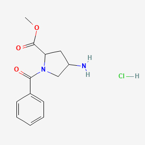 Methyl 4-amino-1-benzoylpyrrolidine-2-carboxylate;hydrochloride