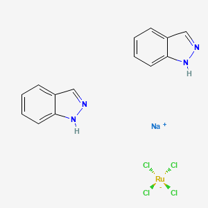 molecular formula C14H12Cl4N4NaRu B13650537 sodium;1H-indazole;tetrachlororuthenium(1-) 