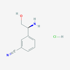 molecular formula C9H11ClN2O B13650581 (S)-3-(1-Amino-2-hydroxyethyl)benzonitrile hydrochloride 