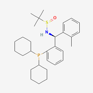 molecular formula C30H44NOPS B13650585 (R)-N-((S)-(2-(Dicyclohexylphosphanyl)phenyl)(o-tolyl)methyl)-2-methylpropane-2-sulfinamide 