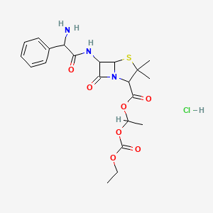 molecular formula C21H28ClN3O7S B13650742 1-Ethoxycarbonyloxyethyl 6-[(2-amino-2-phenylacetyl)amino]-3,3-dimethyl-7-oxo-4-thia-1-azabicyclo[3.2.0]heptane-2-carboxylate;hydrochloride 