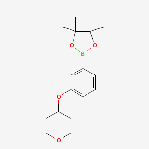 molecular formula C17H25BO4 B13650882 4,4,5,5-Tetramethyl-2-(3-((tetrahydro-2H-pyran-4-yl)oxy)phenyl)-1,3,2-dioxaborolane 