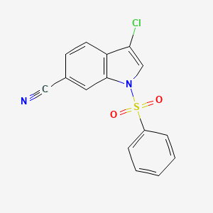 molecular formula C15H9ClN2O2S B13651002 3-Chloro-1-(phenylsulfonyl)-1H-indole-6-carbonitrile 