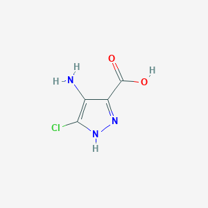 molecular formula C4H4ClN3O2 B13651064 4-Amino-3-chloro-1H-pyrazole-5-carboxylic acid 