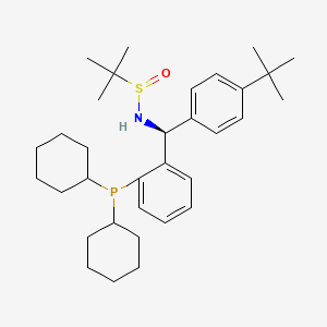 molecular formula C33H50NOPS B13651075 (R)-N-((S)-(4-(tert-Butyl)phenyl)(2-(dicyclohexylphosphanyl)phenyl)methyl)-2-methylpropane-2-sulfinamide 