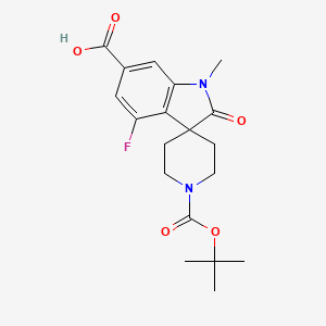 molecular formula C19H23FN2O5 B13651096 1'-(tert-Butoxycarbonyl)-4-fluoro-1-methyl-2-oxospiro[indoline-3,4'-piperidine]-6-carboxylic acid 