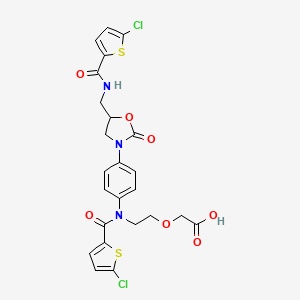 molecular formula C24H21Cl2N3O7S2 B13651121 2-[2-[N-(5-chlorothiophene-2-carbonyl)-4-[(5S)-5-[[(5-chlorothiophene-2-carbonyl)amino]methyl]-2-oxo-1,3-oxazolidin-3-yl]anilino]ethoxy]acetic acid 