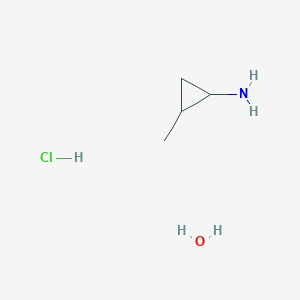 molecular formula C4H12ClNO B13651209 2-Methylcyclopropan-1-amine hydrate hydrochloride 