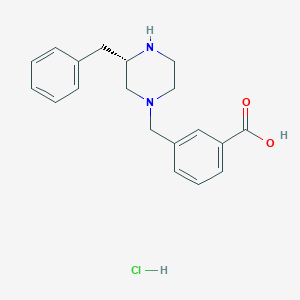 molecular formula C19H23ClN2O2 B13651237 (S)-3-((3-Benzylpiperazin-1-yl)methyl)benzoic acid hydrochloride 