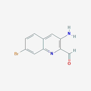 molecular formula C10H7BrN2O B13651342 3-Amino-7-bromoquinoline-2-carbaldehyde 