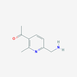 molecular formula C9H12N2O B13651384 1-[6-(Aminomethyl)-2-methyl-3-pyridinyl]ethanone CAS No. 794465-47-7