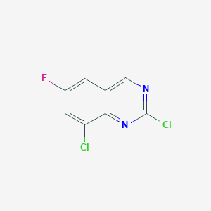 molecular formula C8H3Cl2FN2 B13651389 2,8-Dichloro-6-fluoroquinazoline 