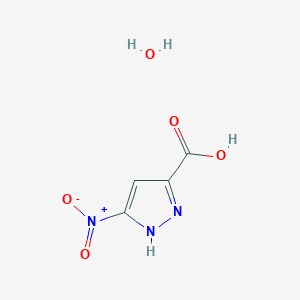 molecular formula C4H5N3O5 B13651403 5-Nitro-1H-pyrazole-3-carboxylic acid hydrate 