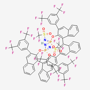 molecular formula C74H33F30N3O8P2S2 B13651572 N-[13-[[10,16-bis[3,5-bis(trifluoromethyl)phenyl]-13-(trifluoromethylsulfonylimino)-12,14-dioxa-13λ5-phosphapentacyclo[13.8.0.02,11.03,8.018,23]tricosa-1(15),2(11),3,5,7,9,16,18,20,22-decaen-13-yl]amino]-10,16-bis[3,5-bis(trifluoromethyl)phenyl]-12,14-dioxa-13λ5-phosphapentacyclo[13.8.0.02,11.03,8.018,23]tricosa-1(15),2(11),3,5,7,9,16,18,20,22-decaen-13-ylidene]-1,1,1-trifluoromethanesulfonamide 