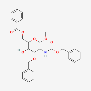 [(2R,3S,4R,5R,6S)-3-hydroxy-6-methoxy-4-phenylmethoxy-5-(phenylmethoxycarbonylamino)oxan-2-yl]methyl benzoate