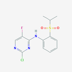 molecular formula C13H13ClFN3O2S B13651736 2-Chloro-5-fluoro-N-(2-(isopropylsulfonyl)phenyl)pyrimidin-4-amine 