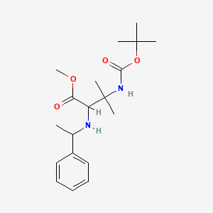 molecular formula C19H30N2O4 B13651831 methyl (2S)-3-{[(tert-butoxy)carbonyl]amino}-3-methyl-2-{[(1S)-1-phenylethyl]amino}butanoate 