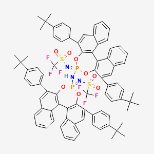 molecular formula C82H73F6N3O8P2S2 B13651843 N-[13-[[10,16-bis(4-tert-butylphenyl)-13-(trifluoromethylsulfonylimino)-12,14-dioxa-13λ5-phosphapentacyclo[13.8.0.02,11.03,8.018,23]tricosa-1(15),2(11),3,5,7,9,16,18,20,22-decaen-13-yl]amino]-10,16-bis(4-tert-butylphenyl)-12,14-dioxa-13λ5-phosphapentacyclo[13.8.0.02,11.03,8.018,23]tricosa-1(15),2(11),3,5,7,9,16,18,20,22-decaen-13-ylidene]-1,1,1-trifluoromethanesulfonamide 