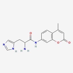 molecular formula C16H16N4O3 B13651892 2-amino-3-(1H-imidazol-5-yl)-N-(4-methyl-2-oxochromen-7-yl)propanamide 