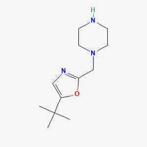 molecular formula C12H21N3O B13651893 5-(Tert-butyl)-2-(piperazin-1-ylmethyl)oxazole 