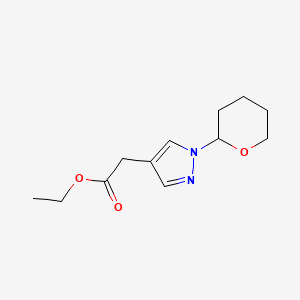 molecular formula C12H18N2O3 B13651901 Ethyl 2-(1-(tetrahydro-2H-pyran-2-yl)-1H-pyrazol-4-yl)acetate 