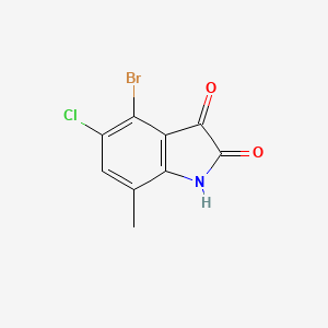 molecular formula C9H5BrClNO2 B13651934 4-Bromo-5-chloro-7-methylindoline-2,3-dione 