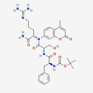 molecular formula C33H43N7O8 B13651995 tert-Butyl ((S)-1-(((S)-1-(((S)-1-amino-5-guanidino-1-oxopentan-2-yl)(4-methyl-2-oxo-2H-chromen-7-yl)amino)-3-hydroxy-1-oxopropan-2-yl)amino)-1-oxo-3-phenylpropan-2-yl)carbamate 