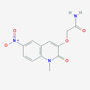 molecular formula C12H11N3O5 B13651999 2-((1-Methyl-6-nitro-2-oxo-1,2-dihydroquinolin-3-yl)oxy)acetamide 