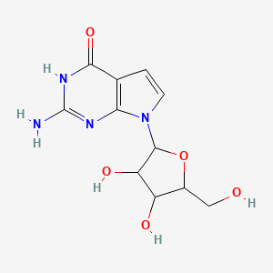 molecular formula C11H14N4O5 B13652028 2-Amino-7-[(2R,3R,4S,5R)-3,4-dihydroxy-5-(hydroxymethyl)oxolan-2-YL]-3H-pyrrolo[2,3-D]pyrimidin-4-one 