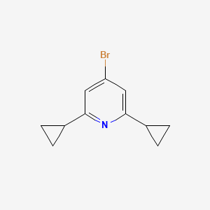 molecular formula C11H12BrN B13652044 4-Bromo-2,6-dicyclopropylpyridine 