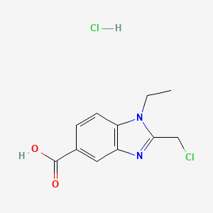 molecular formula C11H12Cl2N2O2 B13652078 2-(chloromethyl)-1-ethyl-1H-benzimidazole-5-carboxylic acid hydrochloride 