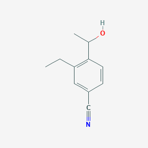 molecular formula C11H13NO B13652098 3-Ethyl-4-(1-hydroxyethyl)benzonitrile 