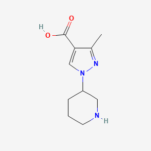 molecular formula C10H15N3O2 B13652153 3-methyl-1-(piperidin-3-yl)-1H-pyrazole-4-carboxylic acid 