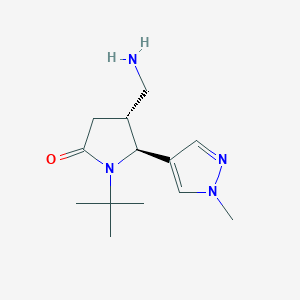 molecular formula C13H22N4O B13652178 rac-(4R,5S)-4-(aminomethyl)-1-tert-butyl-5-(1-methyl-1H-pyrazol-4-yl)pyrrolidin-2-one 