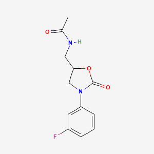 molecular formula C12H13FN2O3 B13652264 N-[[3-(3-fluorophenyl)-2-oxo-5-oxazolidinyl]methyl]acetamide 